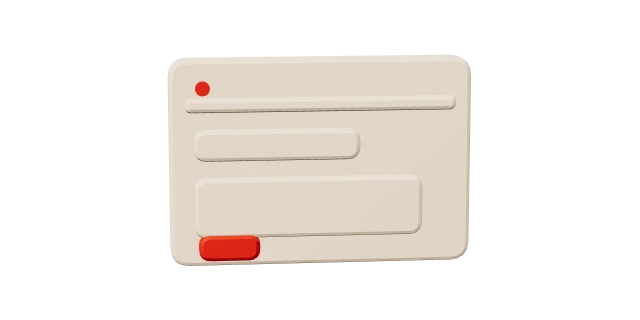 A floating browser window, rendered in 3D